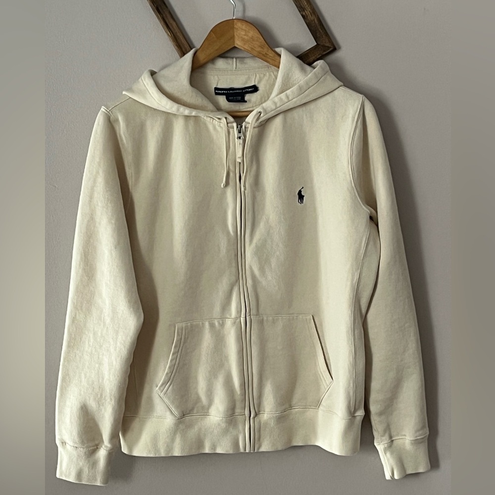 Women’s Ralph Lauren Sport Full Zip-Up Cream Sweatshirt / Hoodie